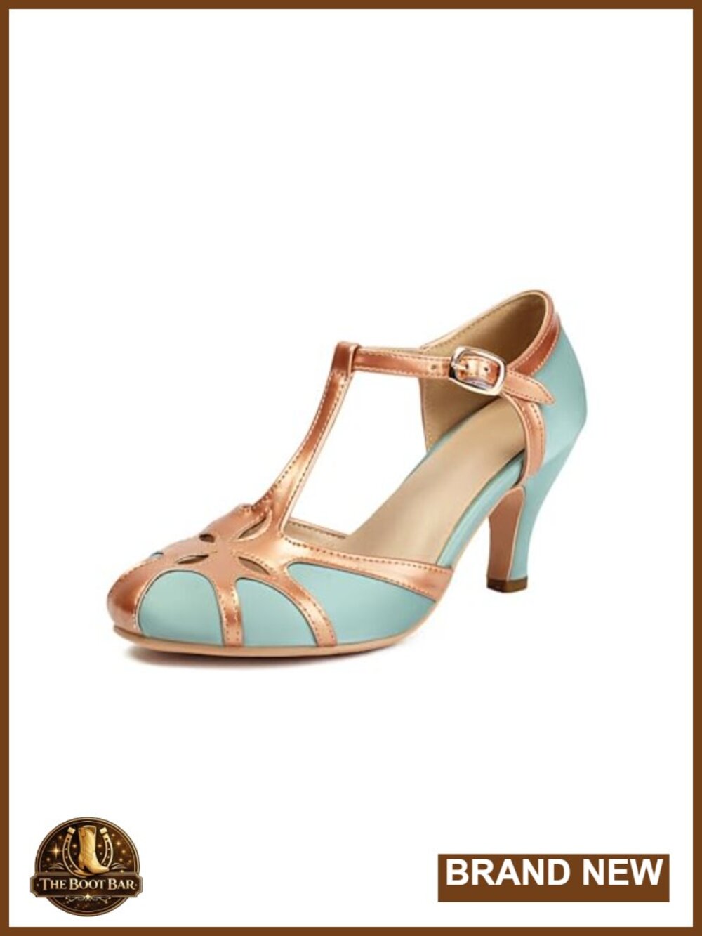 Mary Jane Rockability Tear Cut Round Toe T Strap Vintage 1950s Heels Retro